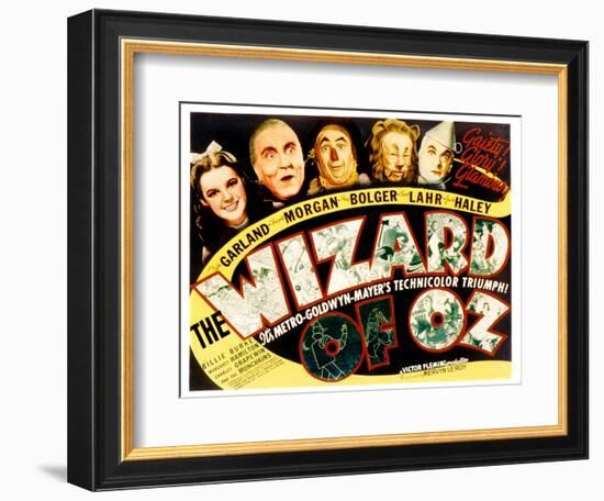 Wizard of Oz, Judy Garland, Frank Morgan, Ray Bolger, Bert Lahr, Jack Haley, 1939-null-Framed Premium Giclee Print