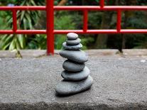 Pile of round Stones in  Japanese Garden-Wlad74-Framed Premier Image Canvas