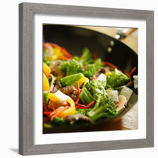 Wok Stir Fry with Selective Focus-evren_photos-Framed Photographic Print