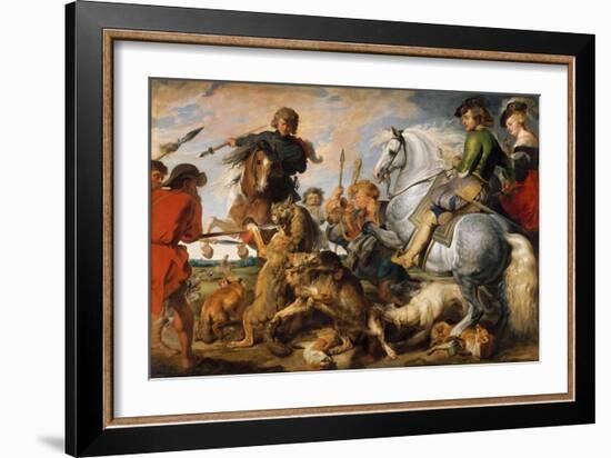 Wolf and Fox Hunt, c.1616-Peter Paul Rubens-Framed Giclee Print