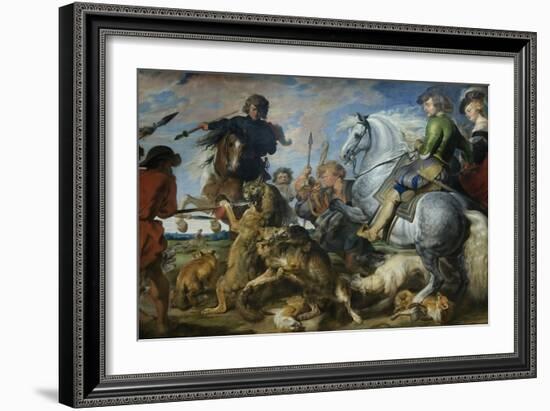 Wolf and Fox Hunt-Peter Paul Rubens-Framed Art Print