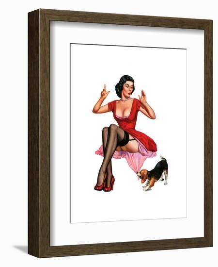 Wolf Hound Pin-Up and Her Pooch 1958-T.N. Thompson-Framed Art Print