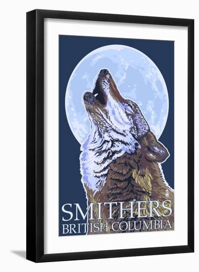Wolf Howling - Smithers, BC, Canada-Lantern Press-Framed Art Print