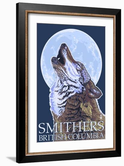 Wolf Howling - Smithers, BC, Canada-Lantern Press-Framed Art Print