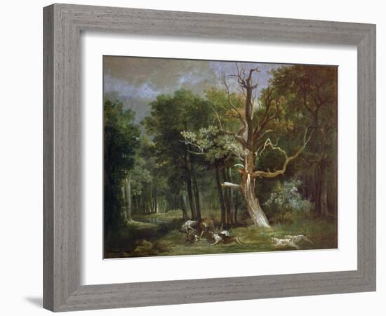 Wolf Hunt in the Forest of Saint-Germain, 1748-Jean-Baptiste Oudry-Framed Giclee Print