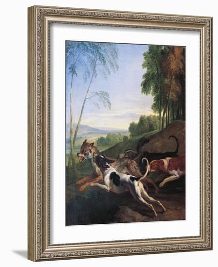 Wolf Hunting, Painting by Alexandre-Francois Desportes (1661-1743), France, 17th Century-Alexandre-Francois Desportes-Framed Giclee Print