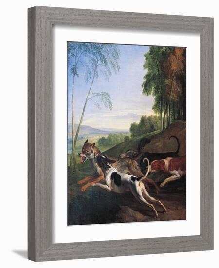 Wolf Hunting, Painting by Alexandre-Francois Desportes (1661-1743), France, 17th Century-Alexandre-Francois Desportes-Framed Giclee Print