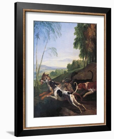 Wolf Hunting, Painting by Alexandre-Francois Desportes (1661-1743), France, 17th Century-Alexandre-Francois Desportes-Framed Giclee Print