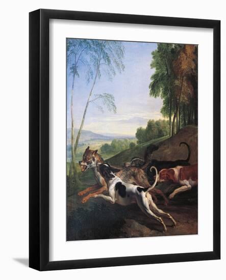 Wolf Hunting, Painting by Alexandre-Francois Desportes (1661-1743), France, 17th Century-Alexandre-Francois Desportes-Framed Giclee Print