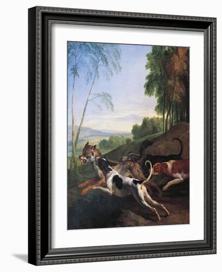 Wolf Hunting, Painting by Alexandre-Francois Desportes (1661-1743), France, 17th Century-Alexandre-Francois Desportes-Framed Giclee Print