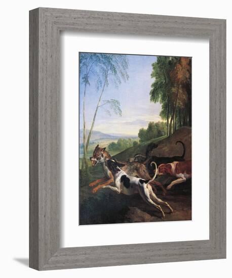 Wolf Hunting, Painting by Alexandre-Francois Desportes (1661-1743), France, 17th Century-Alexandre-Francois Desportes-Framed Giclee Print