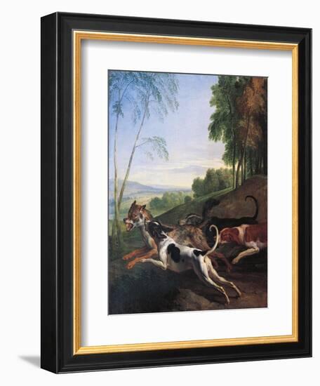 Wolf Hunting, Painting by Alexandre-Francois Desportes (1661-1743), France, 17th Century-Alexandre-Francois Desportes-Framed Giclee Print