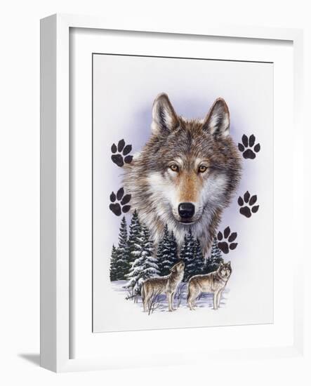 Wolf Montage, Winter-William Vanderdasson-Framed Giclee Print