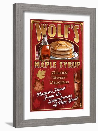 Wolf's Maple Syrup - New York-Lantern Press-Framed Premium Giclee Print