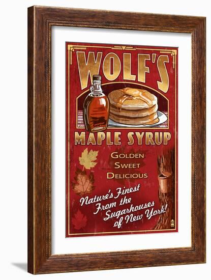 Wolf's Maple Syrup - New York-Lantern Press-Framed Premium Giclee Print