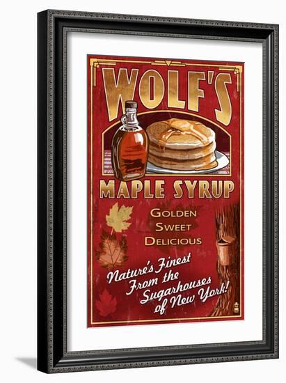 Wolf's Maple Syrup - New York-Lantern Press-Framed Premium Giclee Print