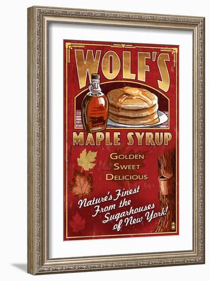 Wolf's Maple Syrup - New York-Lantern Press-Framed Art Print