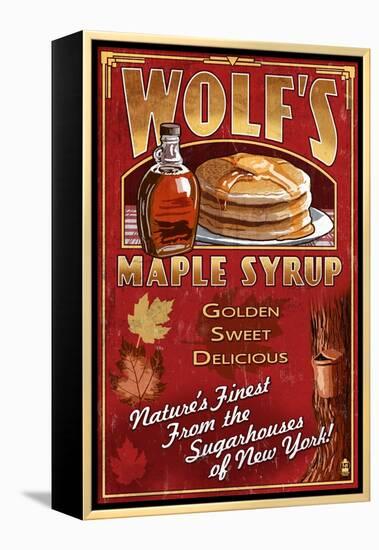 Wolf's Maple Syrup - New York-Lantern Press-Framed Stretched Canvas