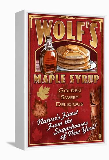 Wolf's Maple Syrup - New York-Lantern Press-Framed Stretched Canvas