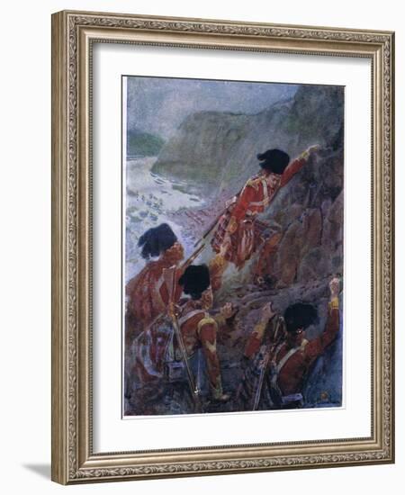 Wolfe's Army Scaling the Cliffs at Quebec 1759, C.1920-Henry Sandham-Framed Giclee Print