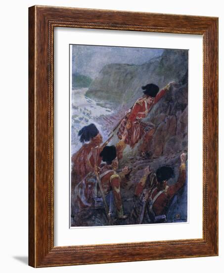 Wolfe's Army Scaling the Cliffs at Quebec 1759, C.1920-Henry Sandham-Framed Giclee Print