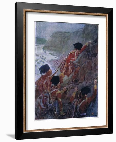 Wolfe's Army Scaling the Cliffs at Quebec 1759, C.1920-Henry Sandham-Framed Giclee Print