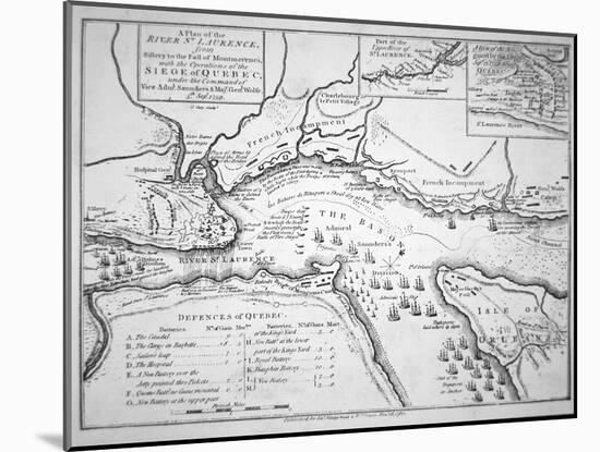 Wolfe's Plan for the Siege of Quebec in 1759, 1780-null-Mounted Giclee Print