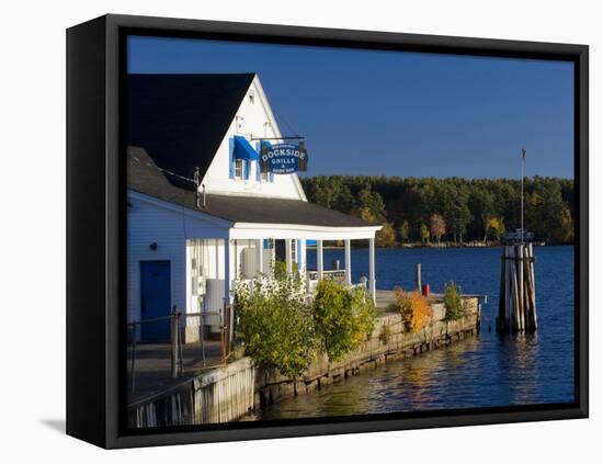 Wolfeboro Dockside Grille on Lake Winnipesauke, Wolfeboro, New Hampshire, USA-Jerry & Marcy Monkman-Framed Premier Image Canvas