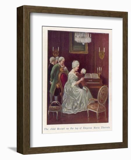 Wolfgang Amadeus Mozart as a Child Taken by the Empress Maria Theresia onto Her Imperial Lap-Rudolf Klingsbogl-Framed Art Print