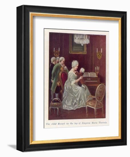 Wolfgang Amadeus Mozart as a Child Taken by the Empress Maria Theresia onto Her Imperial Lap-Rudolf Klingsbogl-Framed Art Print