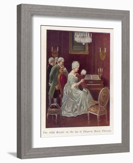 Wolfgang Amadeus Mozart as a Child Taken by the Empress Maria Theresia onto Her Imperial Lap-Rudolf Klingsbogl-Framed Art Print