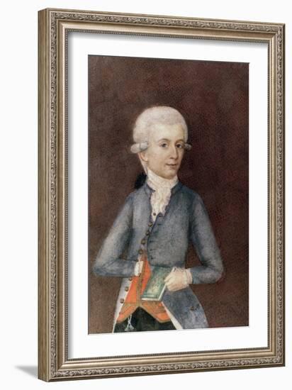 Wolfgang Amadeus Mozart, circa 1780 (Miniature) (Gouache, Tempera, Parchment)-Johann Nepomuk della Croce-Framed Giclee Print