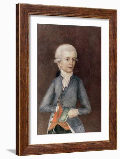 Wolfgang Amadeus Mozart, circa 1780 (Miniature) (Gouache, Tempera, Parchment)-Johann Nepomuk della Croce-Framed Giclee Print