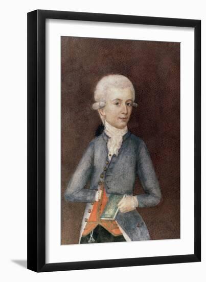 Wolfgang Amadeus Mozart, circa 1780 (Miniature) (Gouache, Tempera, Parchment)-Johann Nepomuk della Croce-Framed Giclee Print