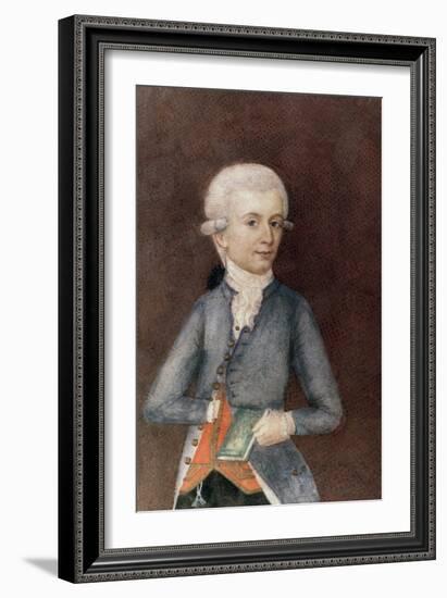 Wolfgang Amadeus Mozart, circa 1780 (Miniature) (Gouache, Tempera, Parchment)-Johann Nepomuk della Croce-Framed Giclee Print