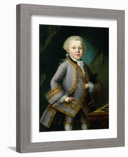 Wolfgang Amadeus Mozart in Royal Suite, 1763-Peter Anton Lorenzoni-Framed Giclee Print