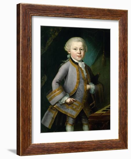 Wolfgang Amadeus Mozart in Royal Suite, 1763-Peter Anton Lorenzoni-Framed Giclee Print