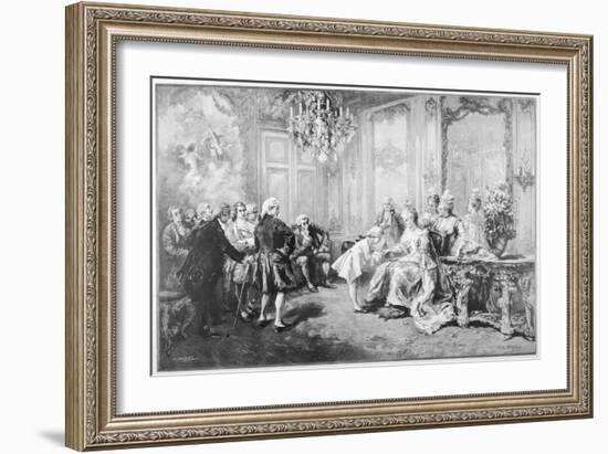 Wolfgang Amadeus Mozart Received by Madame De Pompadour-V. De Paredes-Framed Art Print