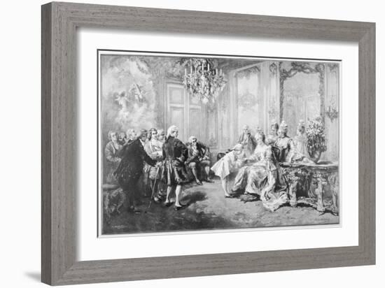 Wolfgang Amadeus Mozart Received by Madame De Pompadour-V. De Paredes-Framed Art Print