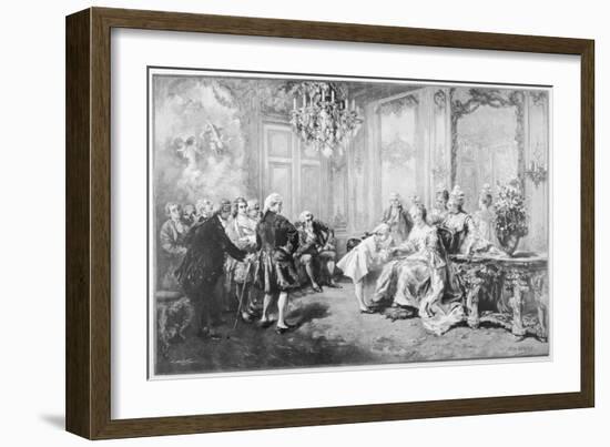 Wolfgang Amadeus Mozart Received by Madame De Pompadour-V. De Paredes-Framed Art Print