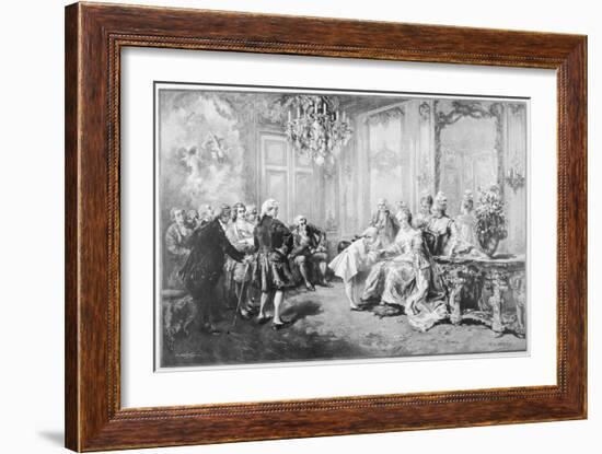 Wolfgang Amadeus Mozart Received by Madame De Pompadour-V. De Paredes-Framed Art Print