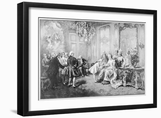 Wolfgang Amadeus Mozart Received by Madame De Pompadour-V. De Paredes-Framed Art Print