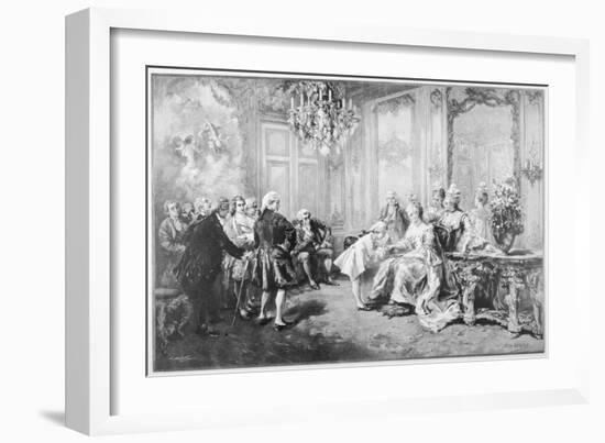 Wolfgang Amadeus Mozart Received by Madame De Pompadour-V. De Paredes-Framed Art Print