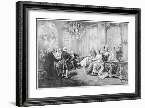 Wolfgang Amadeus Mozart Received by Madame De Pompadour-V. De Paredes-Framed Art Print