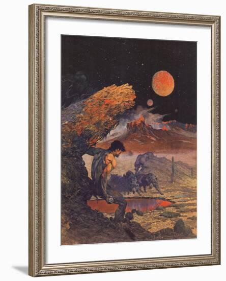 Wolfmoon-Frank Frazetta-Framed Art Print