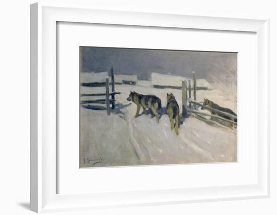 Wolfs, Winter Night, c.1910-Alexei Steipanovitch Stepanov-Framed Giclee Print