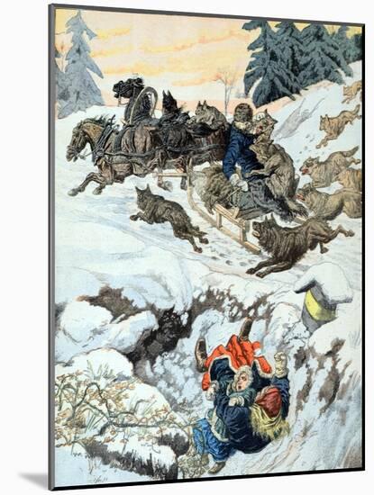 Wolves Attack Sleigh Convoy Scandinavia (March 1903)-null-Mounted Giclee Print