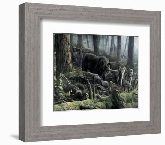 Wolves with Wolverine-Kevin Daniel-Framed Art Print