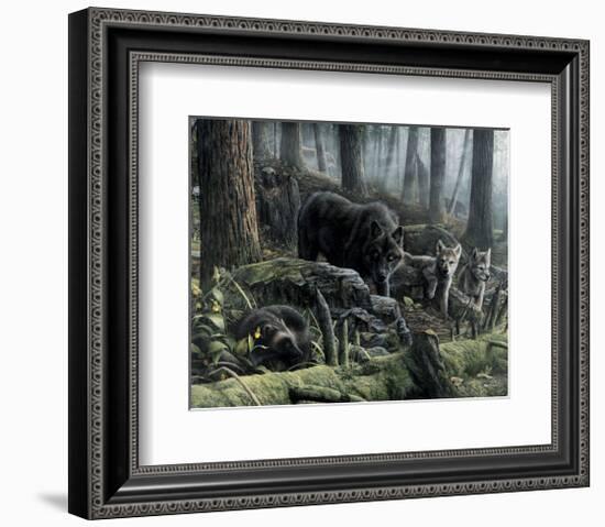 Wolves with Wolverine-Kevin Daniel-Framed Art Print