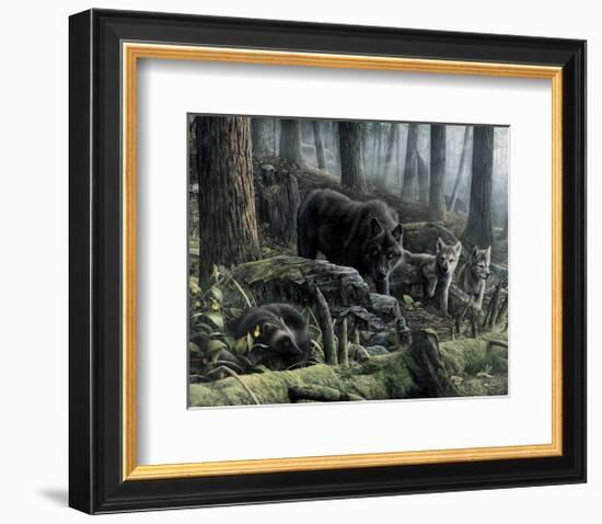 Wolves with Wolverine-Kevin Daniel-Framed Art Print